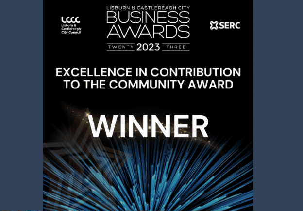 Branded winner graphic from the Lisburn & Castlereagh City Business Awards 2023