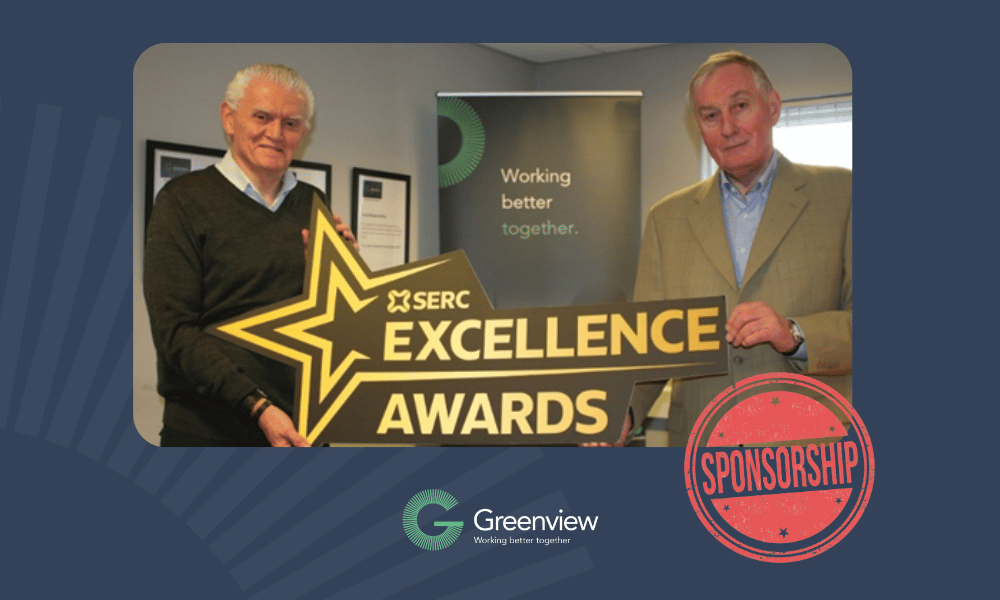 Launch image for the SERC Excellence Awards. Image of Kieran Adams, Managing Director of Greenview, with Ken Webb from SERC